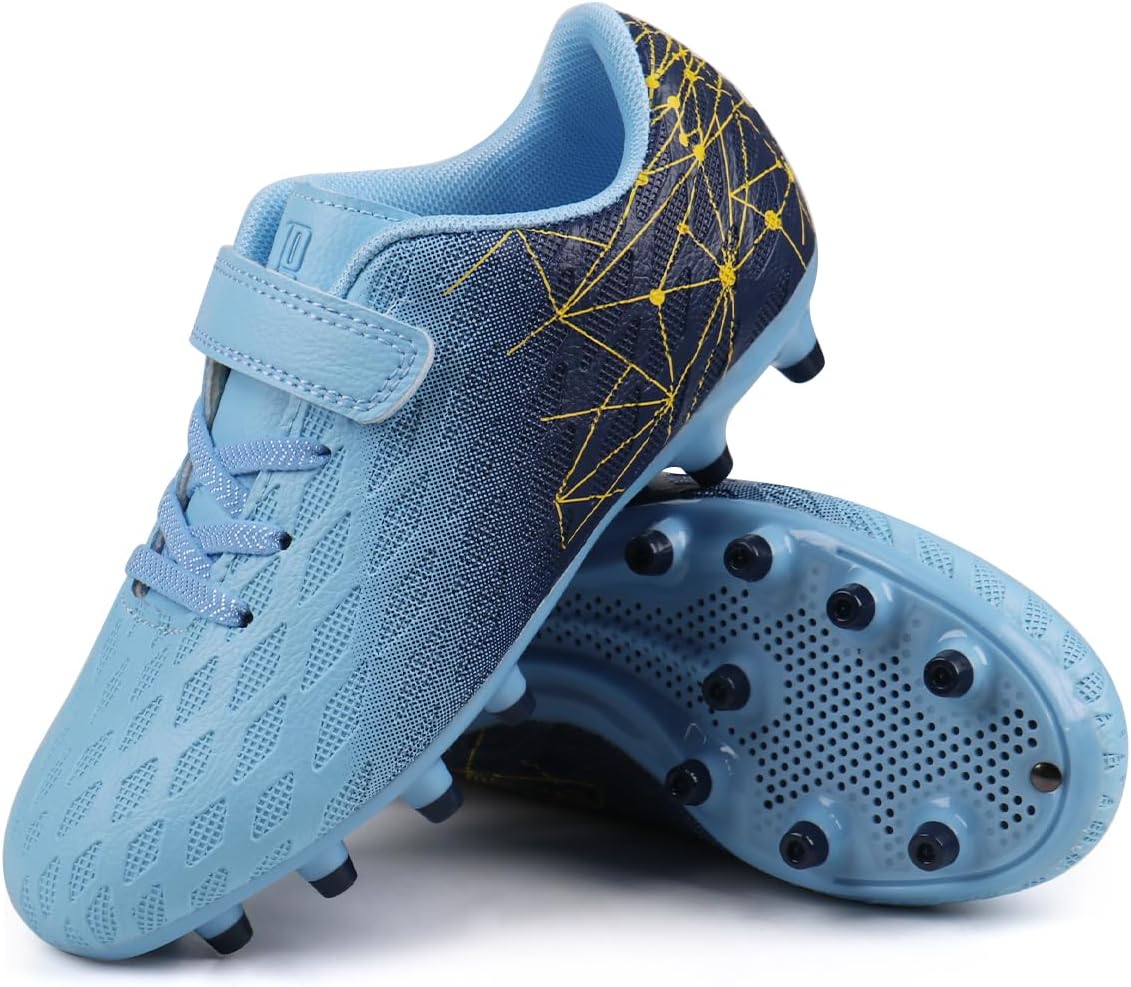 brooman Kids Firm Ground Soccer Cleats Boys Girls Athletic Outdoor Football Shoes