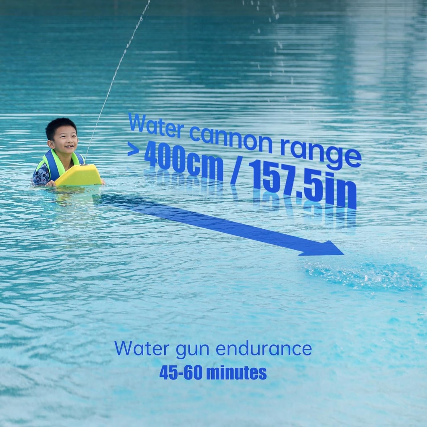 Electric Swimming Kickboard for Kids,Motorized Swim Board with Water Gun, Motorized Swim Training for Children Adults,60N Thrust,198 lbs Buoyancy,25V Rechargeable Battery,Age 41 Months up