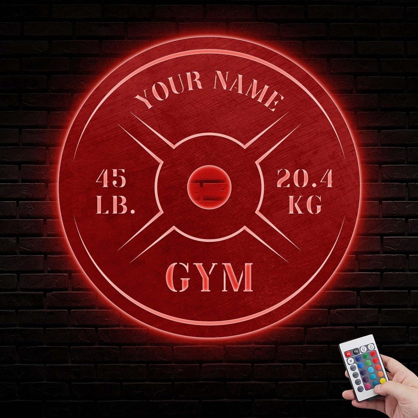 Personalized Home Gym LED Tin Metal Sign Multiple Sizes, Weight Lifting Exercise Workout Room Training Fitness Center Motivational Inspirational Quotes Decor Wall Art Hanging Accessories (09 LED)