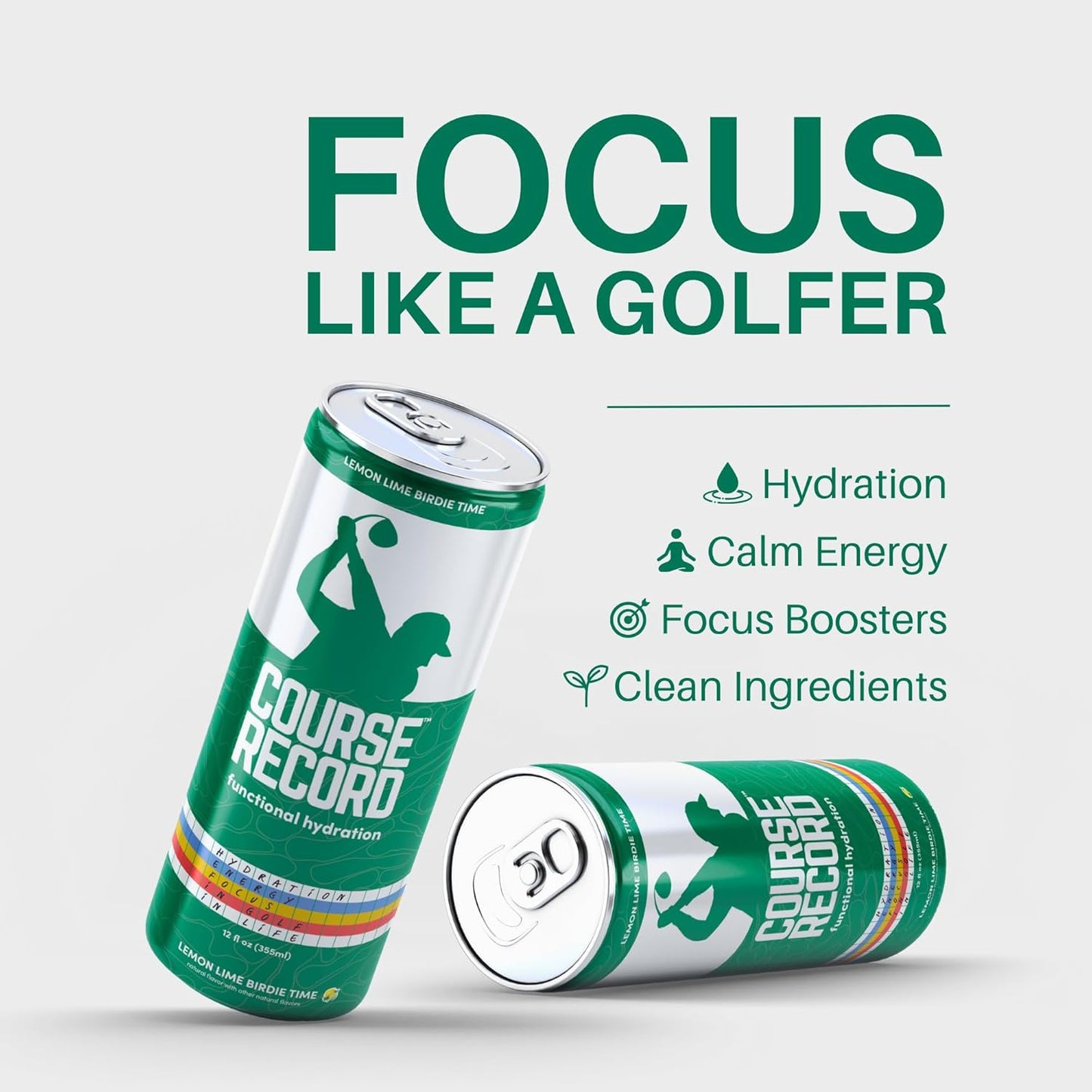 Functional Hydration Drink for Golfers – COURSE RECORD Variety Pack – Electrolytes, Calm Energy & Focus – Healthy Sports Drink – 12-Pack (12oz Cans) – Low Sugar, Low Caffeine