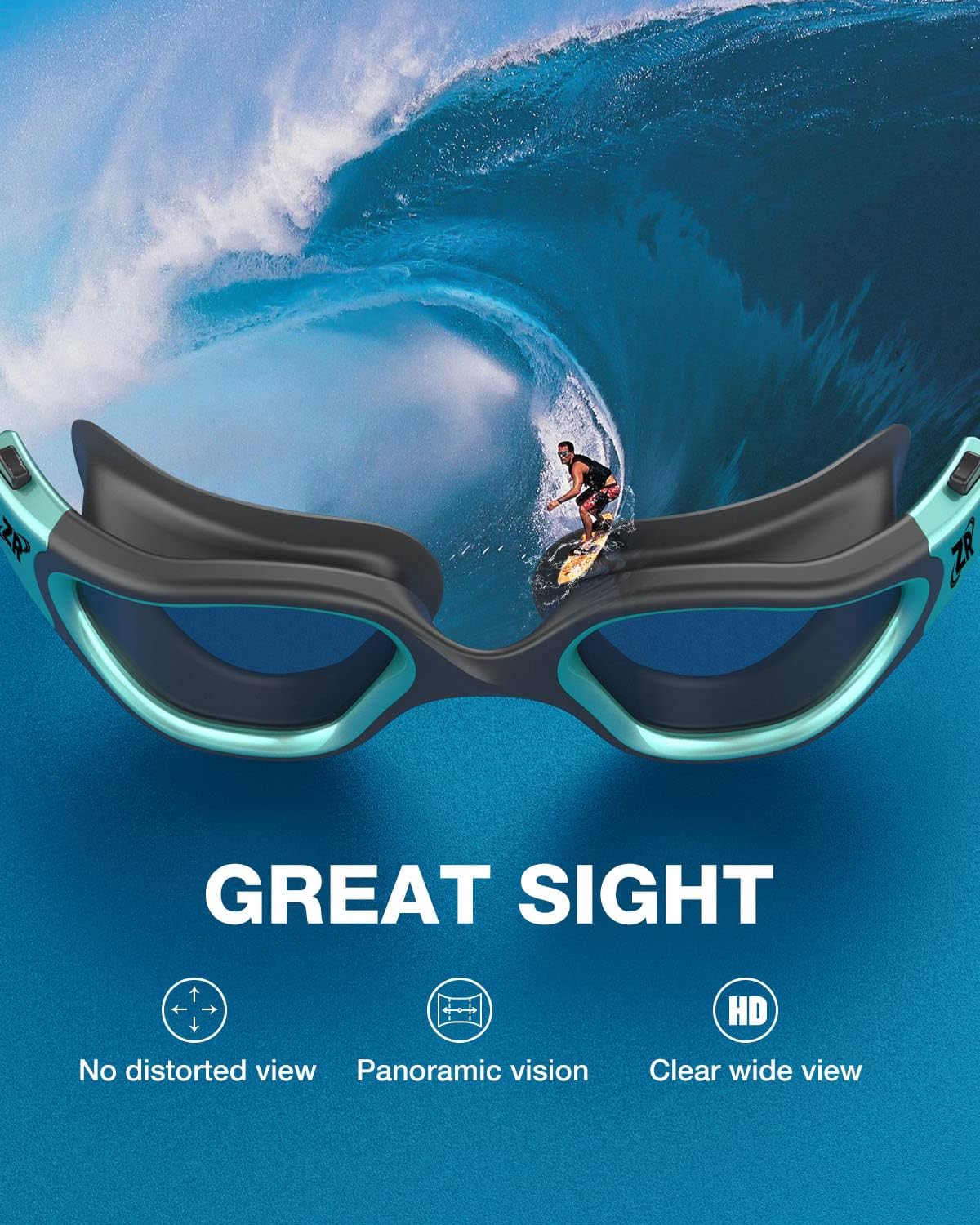 ZIONOR Swim Goggles, G1 MAX Polarized Anti-Fog Swimming Goggles for Men Women
