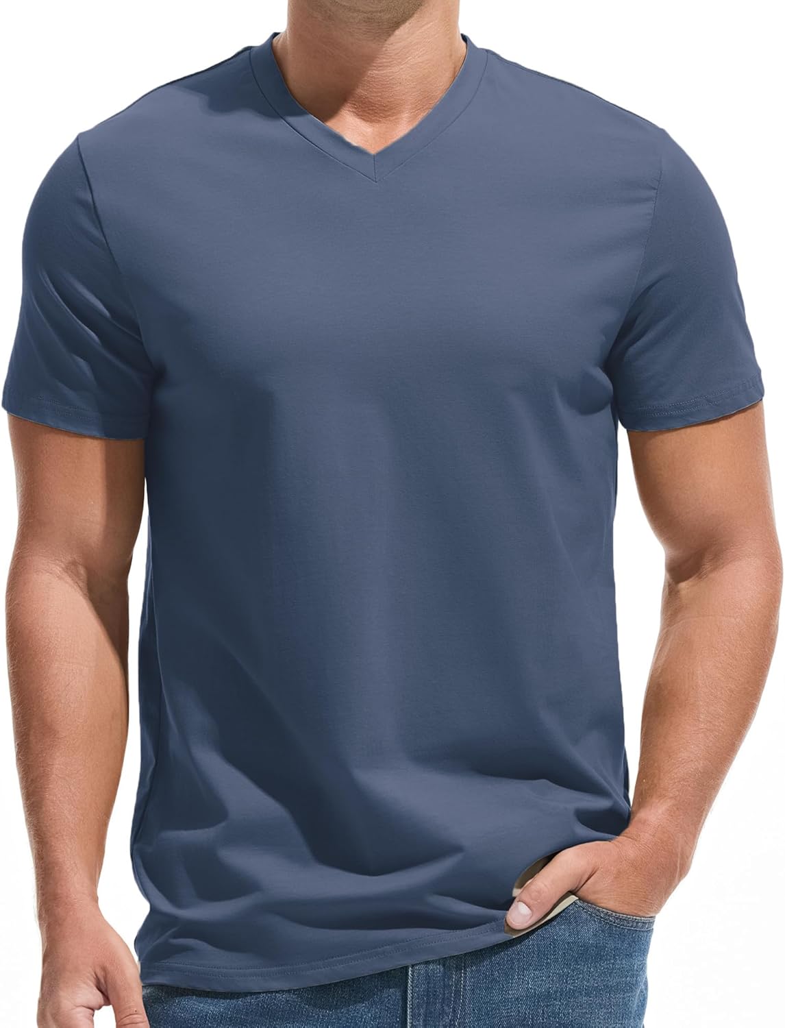 VEIISAR Premium V Neck T Shirts for Men - Modern Fitted Tees Vneck Undershirts