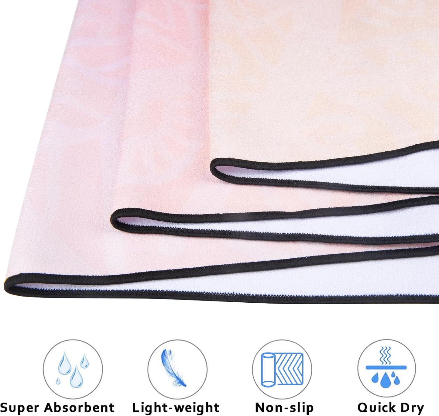 QiyI Yoga Mat Towel with Corner Pockets, Non Slip Sweat Absorbent Hot Yoga Towels, Soft Yoga Blankets with Travel Bag, Skidless Mat Cover for Workout, Gym, Fitness - 70"x26", Gradient Mandala