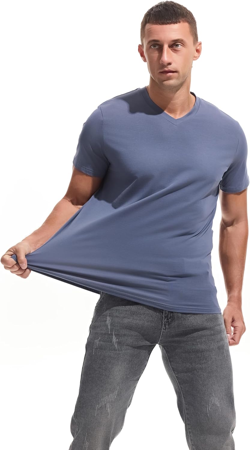 VEIISAR Premium V Neck T Shirts for Men - Modern Fitted Tees Vneck Undershirts
