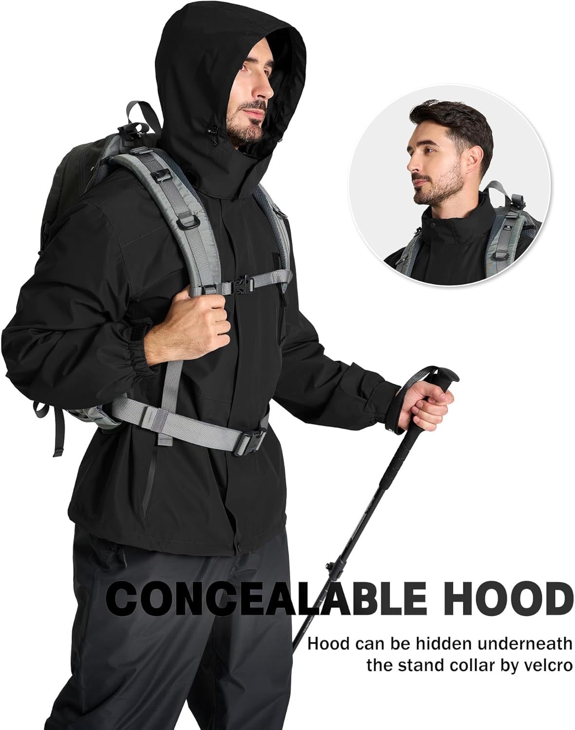 SWISSWELL Mens Rain Jackets Waterproof with Hood Men Windbreaker Jackets Lightweight Rain Coats for Golf Fishing Hiking