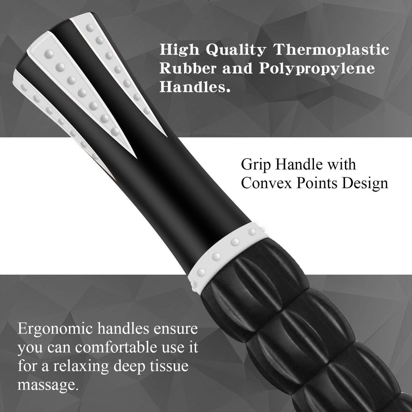 Muscle Roller Massage Roller Stick for Athletes, Help Reducing Muscle Soreness Cramping Tightness Leg Arms Back Calves Muscle Massager（Black White - 18 inch）