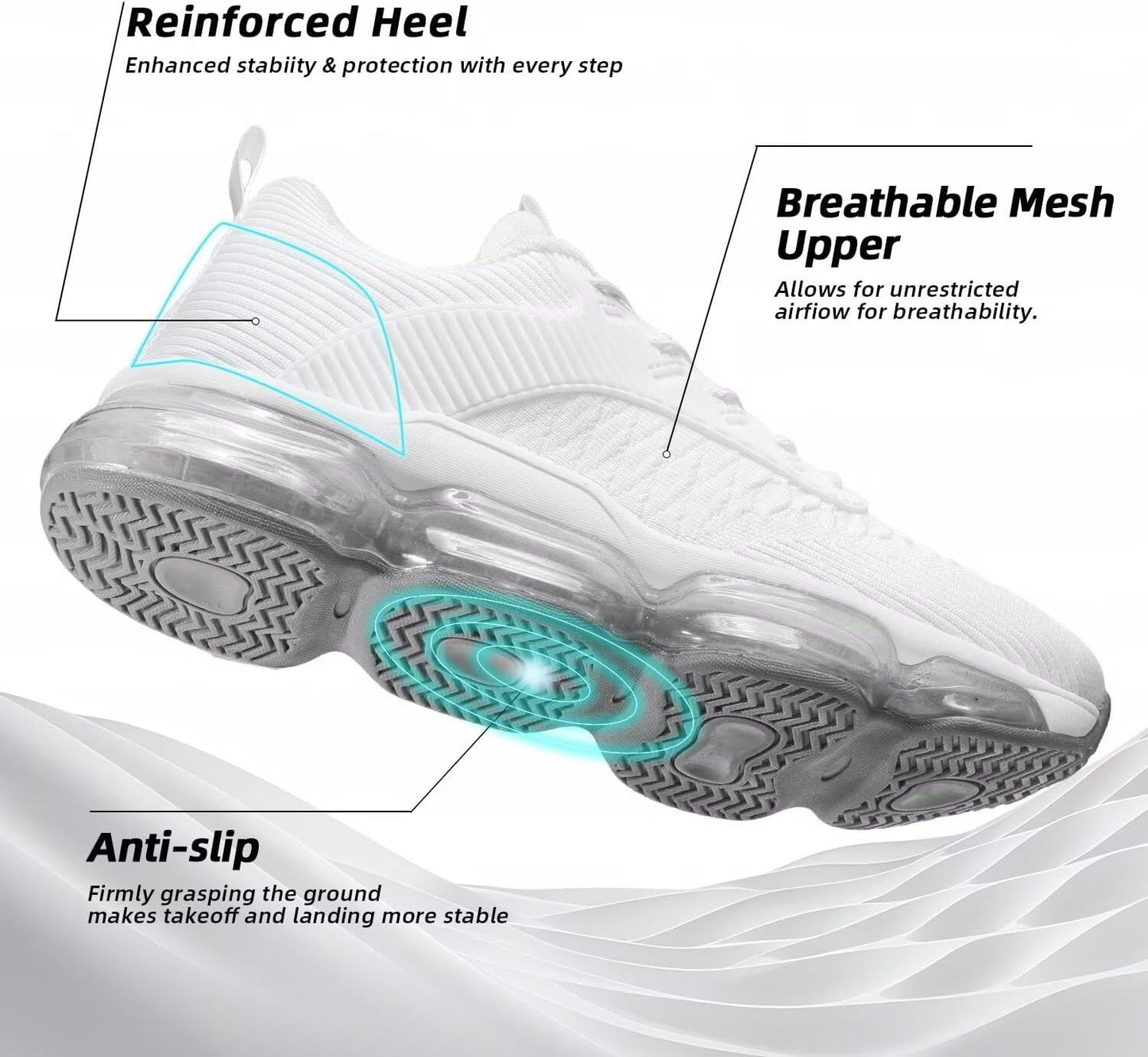 Mens Running Shoes Air Low Top Comfort Walking Lace Up Sneakers Breathable Fashion Tennis Sport Gym Fitness Cross Trainers
