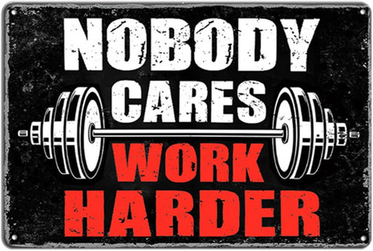 Ykfss Gym Posters For Home Gym Motivational Wall Art Decor Gym Room Tin Sign Nobody Cares Work Harder Sign Gym Metal Signs Boxing Poster Funny Garage Work Signs Motivation Workout Posters 8x12 Inch