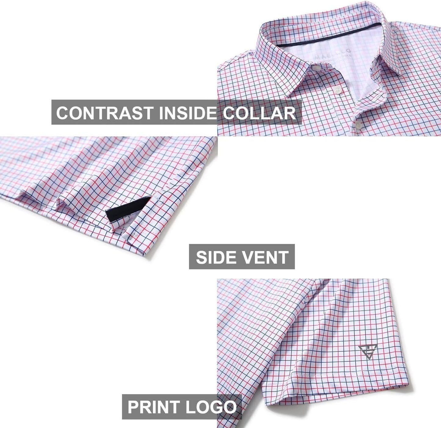 Men's Golf Polo Shirts Short Sleeve Striped Performance Moisture Wicking Dry Fit Golf Shirts for Men