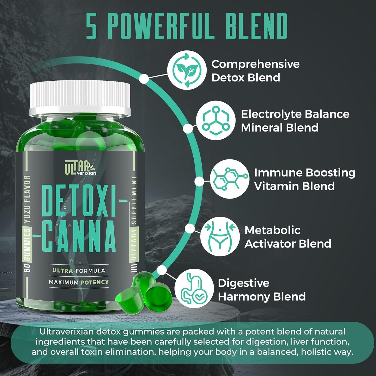 Detox Cleanse Gummies - Liver, Gut, Kidney Cleanse Detox & Repair, Rapid & Effective Full Body Cleanse Best for Women and Men with Milk Thistle - Natural Plant-Based Detox Supplement, 120 Gummies