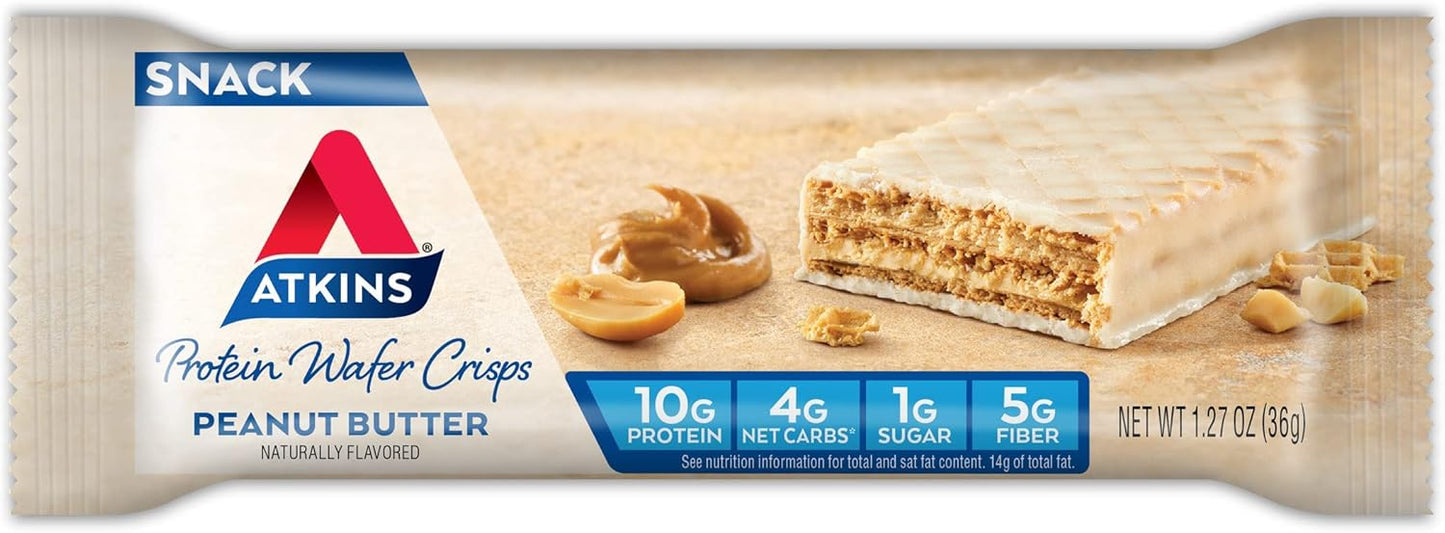 Atkins Chai Tea Latte Protein Shake with 15g Protein, 3g Net Carb, 1g Sugar + Atkins Peanut Butter Protein Wafer Crisps with 10g Protein, 4g Net Carb, 1g Sugar, 5 Count