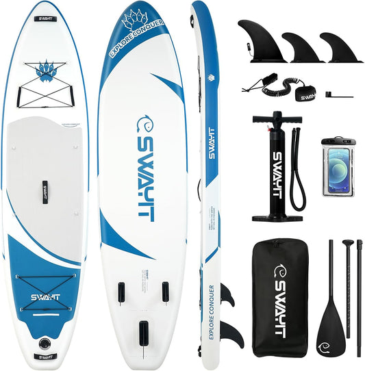 Inflatable Stand Up Paddle Board – Durable SUP for Adults & Youth,33" Wide Blow Up Paddle Board with Paddle, Pump, Backpack,Leash – All Around Stable for All Skill Levels, Carries up to 450 lbs