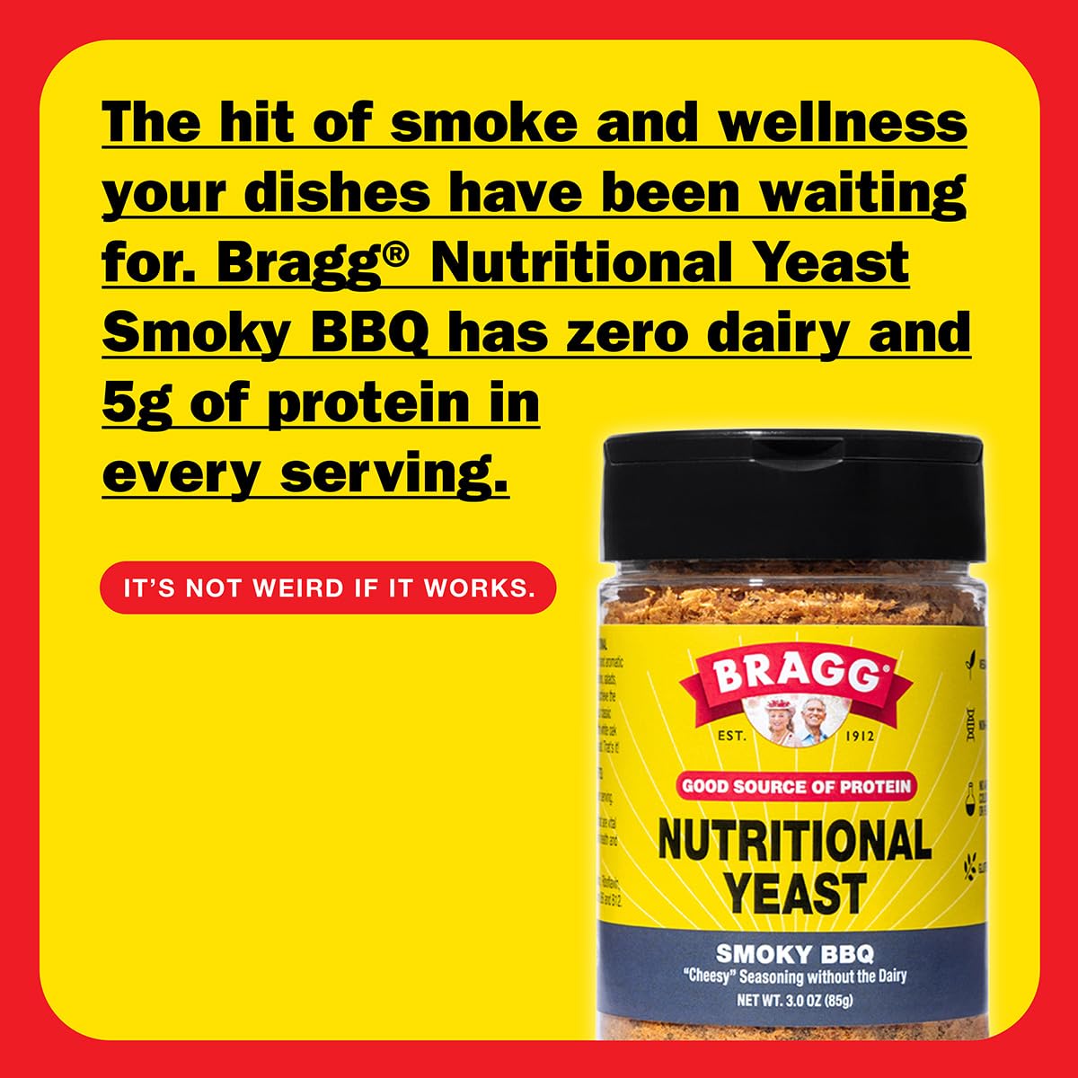 Bragg Nutritional Yeast Smoky BBQ Seasoning - 3 oz - Dairy-Free Parmesan Cheese Substitute - Perfect for Salads, Pastas, Popcorn, and More