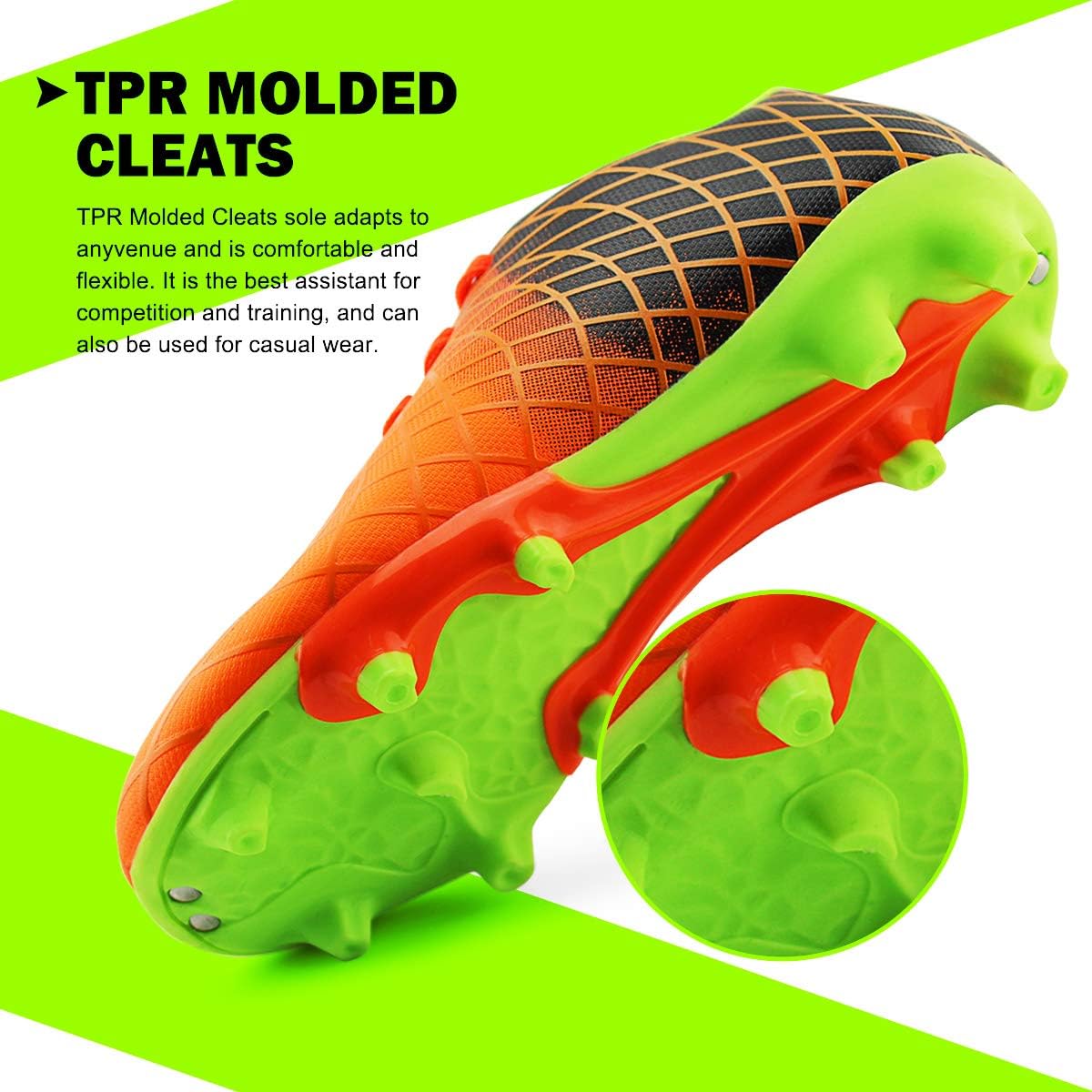 JABASIC Kids Outdoor Soccer Cleats Athletic Firm Ground Football Shoes