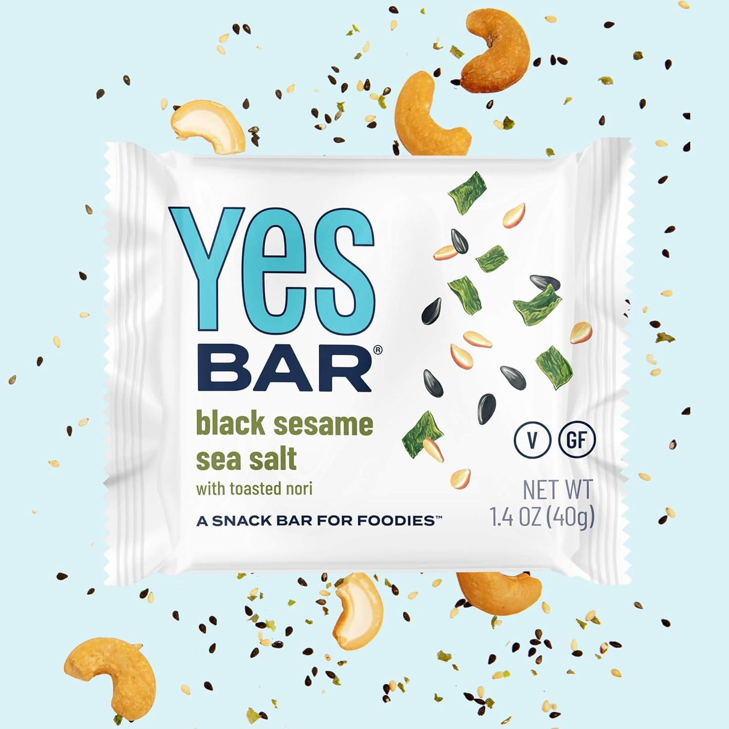 The YES Bar – Black Sesame Sea Salt – Plant Based Protein, Decadent Snack Bar – Vegan, Paleo, Gluten Free, Dairy Free, Low Sugar, Healthy Snack, Breakfast, Low Carb, Keto Friendly (24 Count)