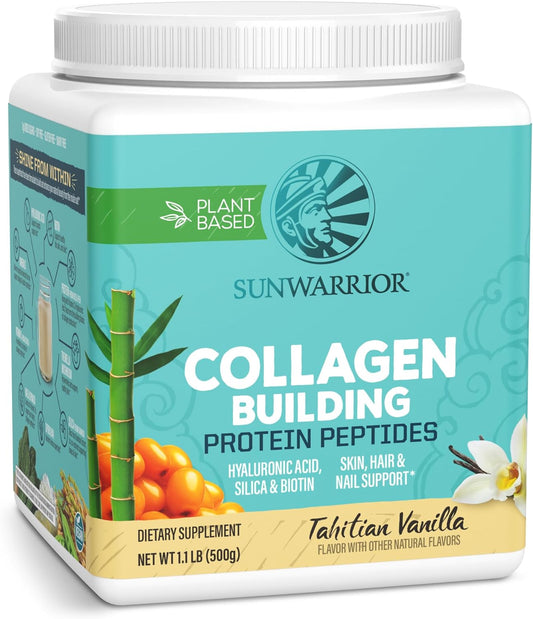 Vegan Collagen Protein Powder Plant-based | Hyaluronic Acid Minerals Biotin Soy Free Dairy Free Gluten Free NON-GMO | Vanilla 20 Servings | Collagen Building Peptides by Sunwarrior