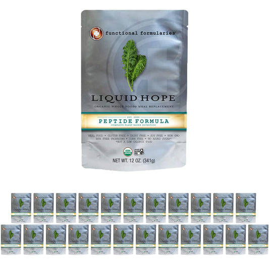 Functional Formularies Liquid Hope Peptide Organic Tube Feeding Formula and Nutritional Meal Replacement Supplement, 12 Oz Pouch, Pack of 24