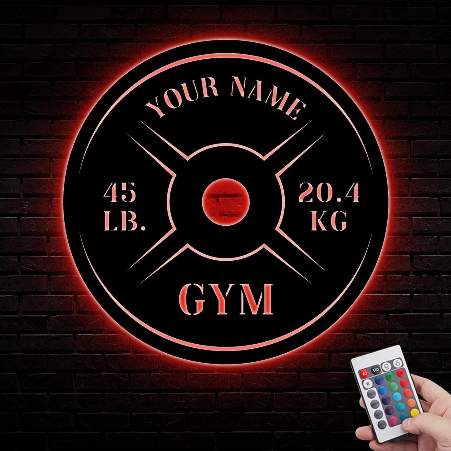 Personalized Home Gym LED Tin Metal Sign Multiple Sizes, Weight Lifting Exercise Workout Room Training Fitness Center Motivational Inspirational Quotes Decor Wall Art Hanging Accessories (06 LED)
