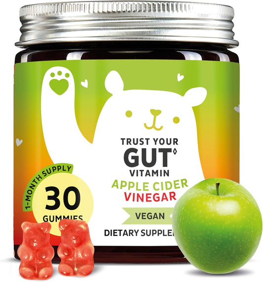 Apple Cider Vinegar Gummy Bears - Metabolism Booster Complex with Vitamin B6, B12, Iodine, Folic Acid - Well-Being & detoxification - Vegan - Balanced Gut (30 Gummies)