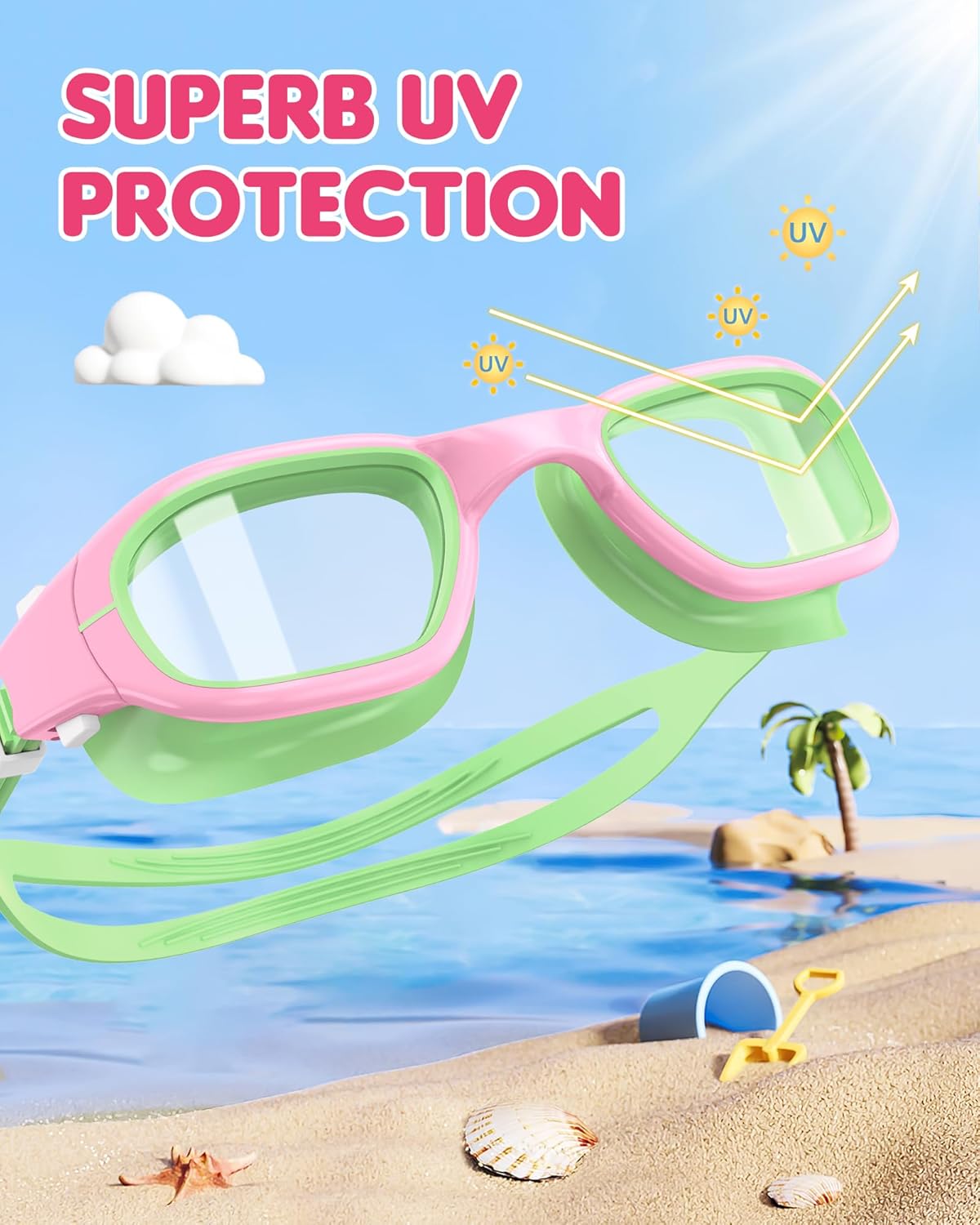 Kids Swim Goggles,Swimming Goggles for Kids 6-14, Anti-Fog UV Protection Pool Glasses for Boys Girls