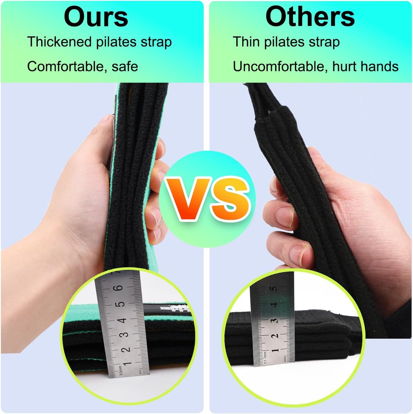 1 Pair Pilates Double Loop Straps for Reformer Fitness D-Ring Straps Handle, Yoga Exercise Accessories for Home Gym Workout