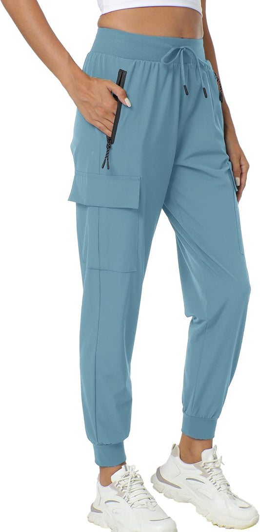 Kcutteyg Womens Water Resistant Hiking Pants with Pockets Quick Dry Soft Athletic Workout Joggers Pants for Camping Travel
