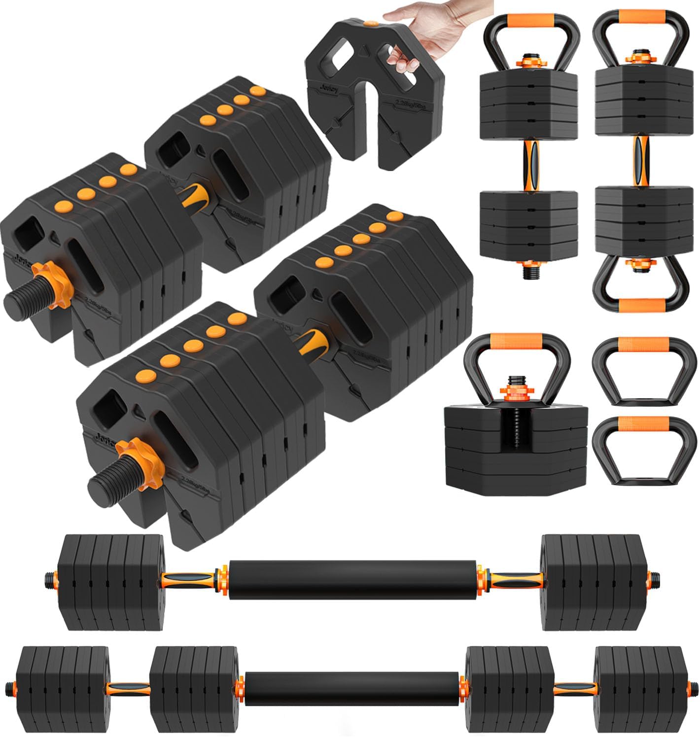 Adjustable Dumbbells Set for Women Men 20LBS/30LBS/40LBS/60LBS Weight Set with Connector, 5 in 1 Free Weights Dumbbells Set for Barbell Kettlebells Weightlift Push Up Fitness Exercises for Home Gym