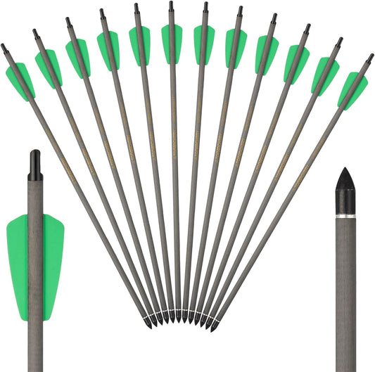 Crossbow Bolts 15 Inch Archery Carbon Crossbow Arrows with Moon Nocks Hunting Archery Arrows（12pcs