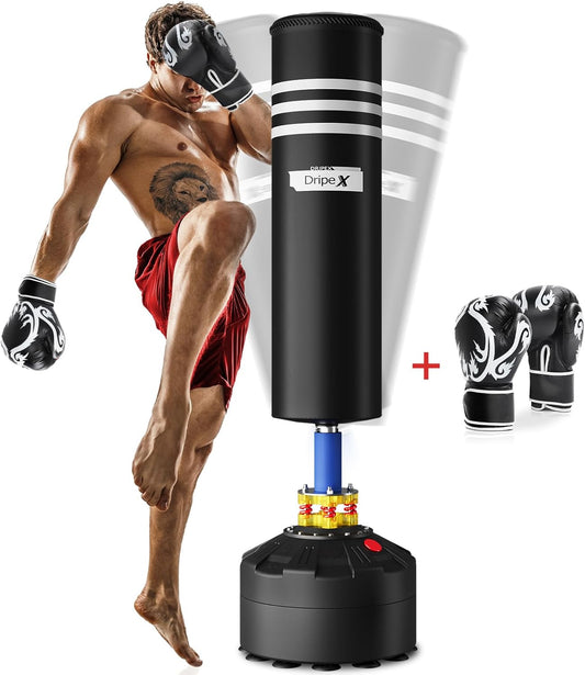 Dripex Freestanding Punching Bag, Heavy Boxing Bag with Stand for Adult Youth - Men Standing Boxing Punch Bag for Home Gym Workout