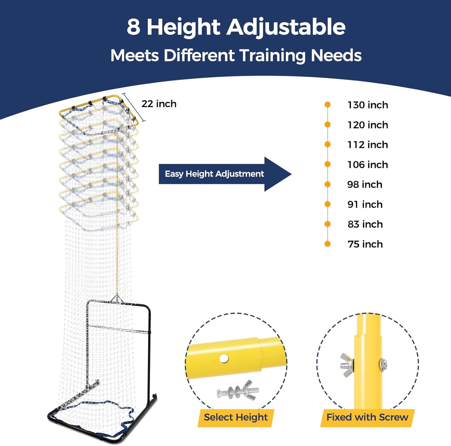 Volleyball Setter Training Equipment 8 Adjustable Heights,Sturdy and Durable 130inch Volleyball Setter Training Net 6 Adjustable Angles for Indoor and Outdoor Training