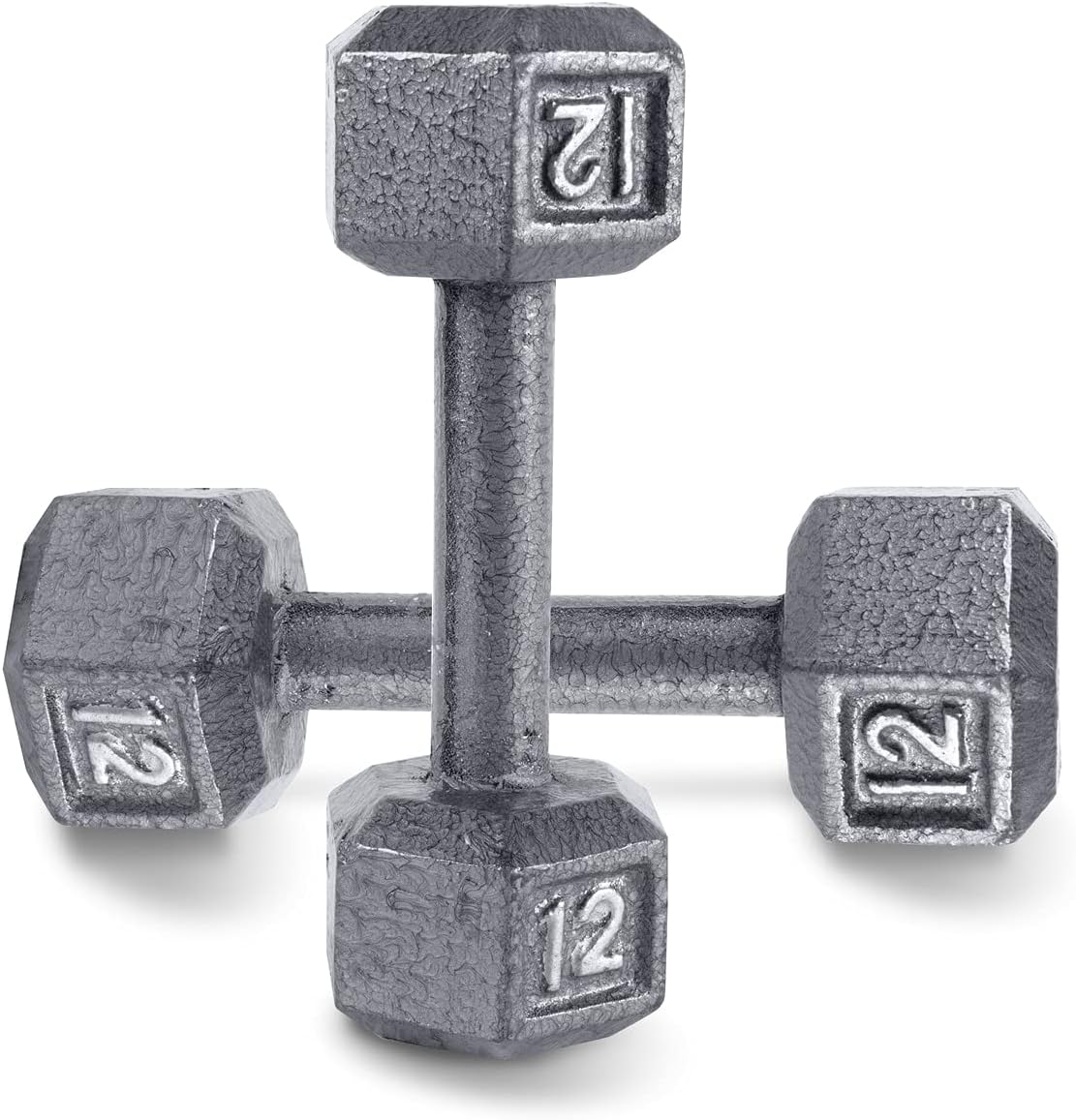 WF Athletic Supply Cast Iron Solid Hexagon Gray/Black Dumbbells, Strength Training Free Weights Set of 2 for Women and Men, Hand Weights Sold by Pairs, Multi-Select Size Options Available