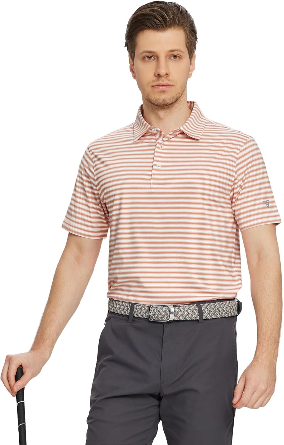M MAELREG Golf Shirts for Men Short Sleeve Dry Fit Casual Striped Performance Moisture Wicking Collared Mens Polo Shirts