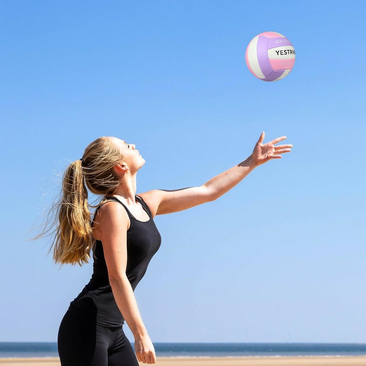 Official Size 5 Glow in The Dark Volleyball, Fluorescent Light Night Volleyball Soft Indoor Outdoor Volleyball Gift Luminous Night Light Ball for Game Gym Training Beach Play with Pump Kit