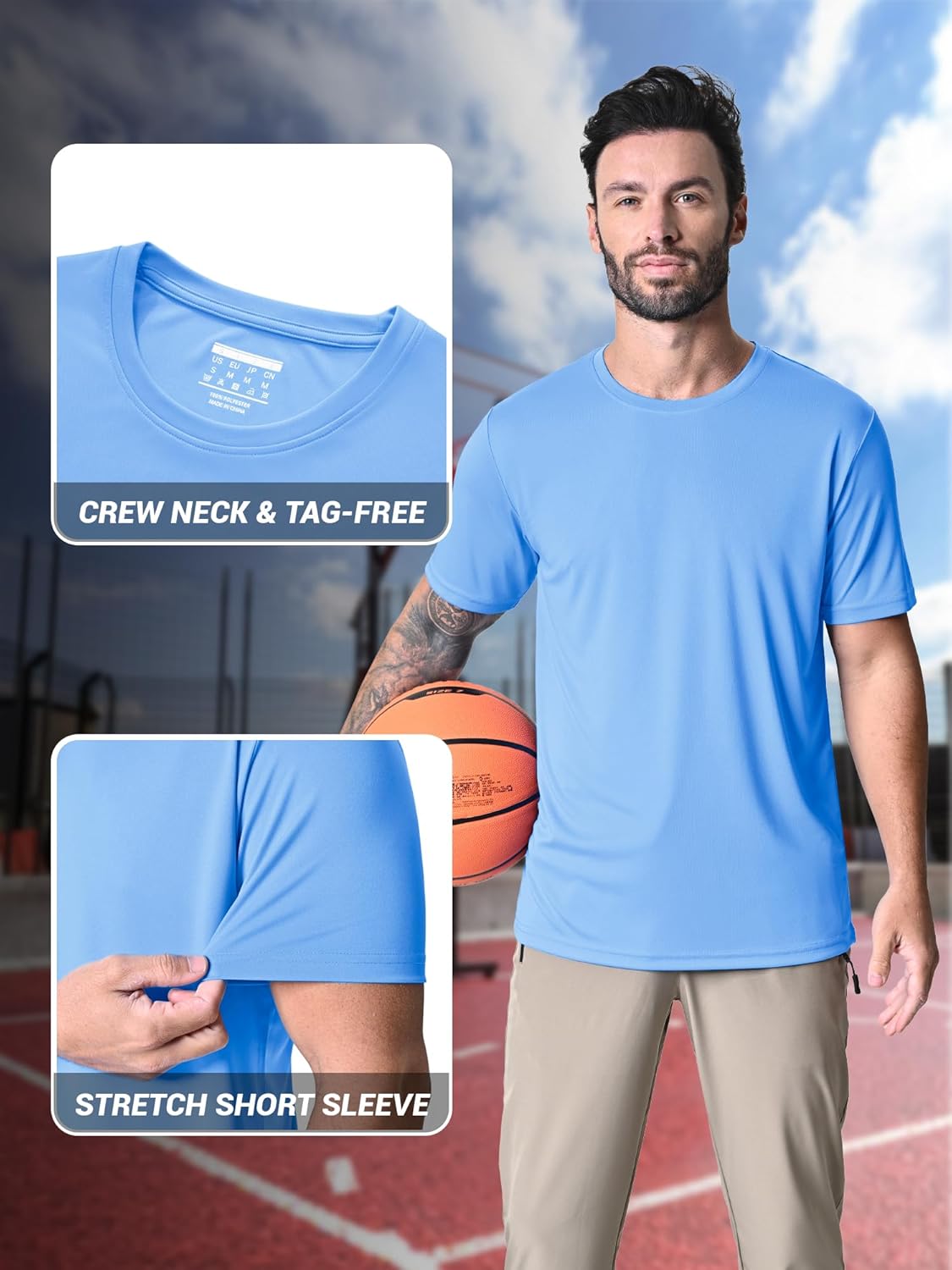 MAGCOMSEN Men's Short Sleeve UPF 50+ T-Shirt Quick Dry Rash Guard Athletic Running Swim Top Tee Performance Water Shirts