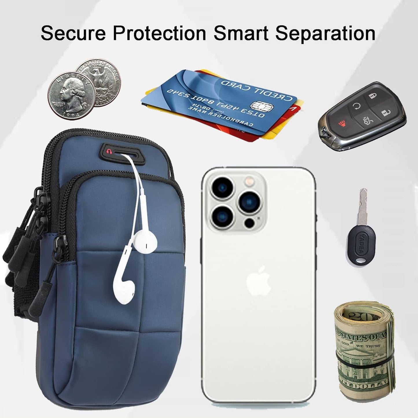 Phone Holder, Arm Bands for Workout, Use for Running, Walking, Hiking & Biking (Blue)