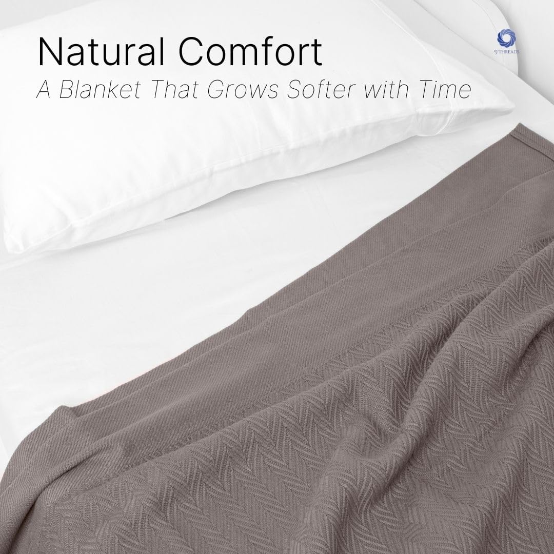 Luxury Cotton Blankets for King Bed - Blanket for Ultimate Comfort and Warmth, Herringbone Cozy Lightweight,Soft and Breathable Design Ideal for Cuddling for All Seasons Dark Grey