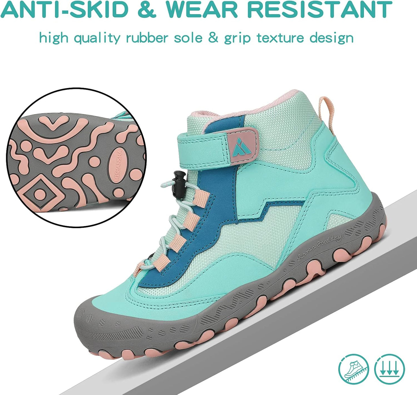 Mishansha Kids Water Resistant Hiking Boots, Boys Girls Anti Collision Anti-Skid Athletic Outdoor Adventure Trekking Shoes