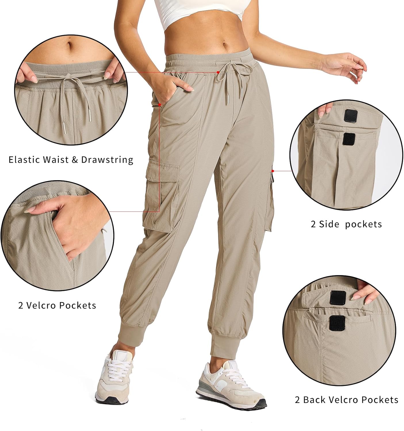 smawell Women's Hiking Cargo Pants with Pockets Lightweight Quick Dry Joggers Travel Camping Outdoor Pants