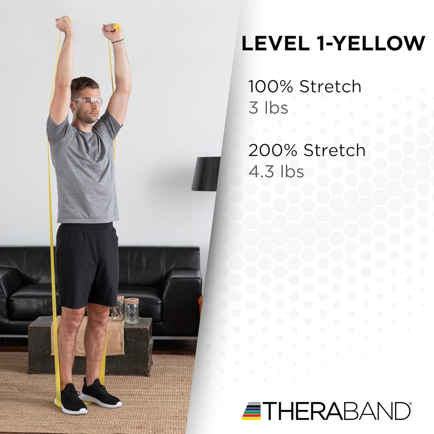 THERABAND Resistance Band, Yellow, Light, 50-Yard Roll, Latex-Free, Elastic Band for Exercise, Physical Therapy, Yoga, Pilates, Stretching, Home Workouts, Cut-to-Length, Color-Coded Levels
