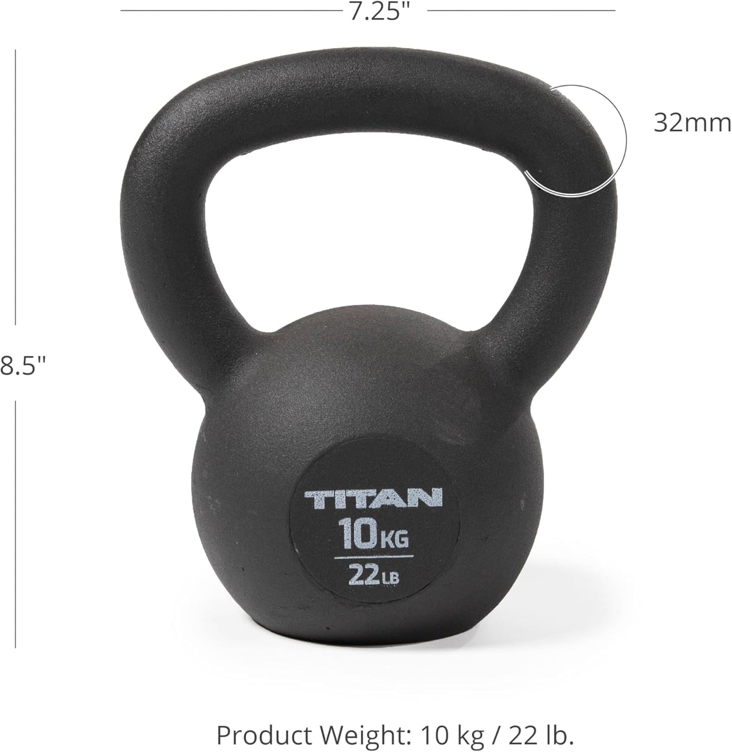 Titan Fitness Cast Iron Kettlebell, Single Piece Casting, KG and LB Markings, Full Body Workout