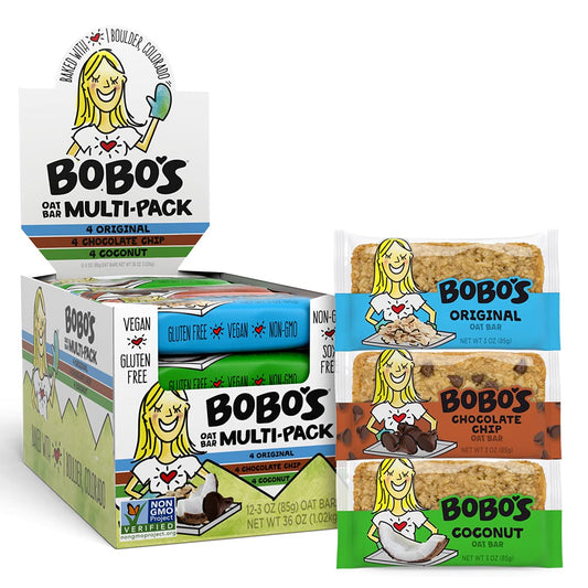 Bobo's Oat Bars, Variety Pack, 3 oz Bar (12 Pack), Gluten Free Whole Grain Snack and Breakfast Bar