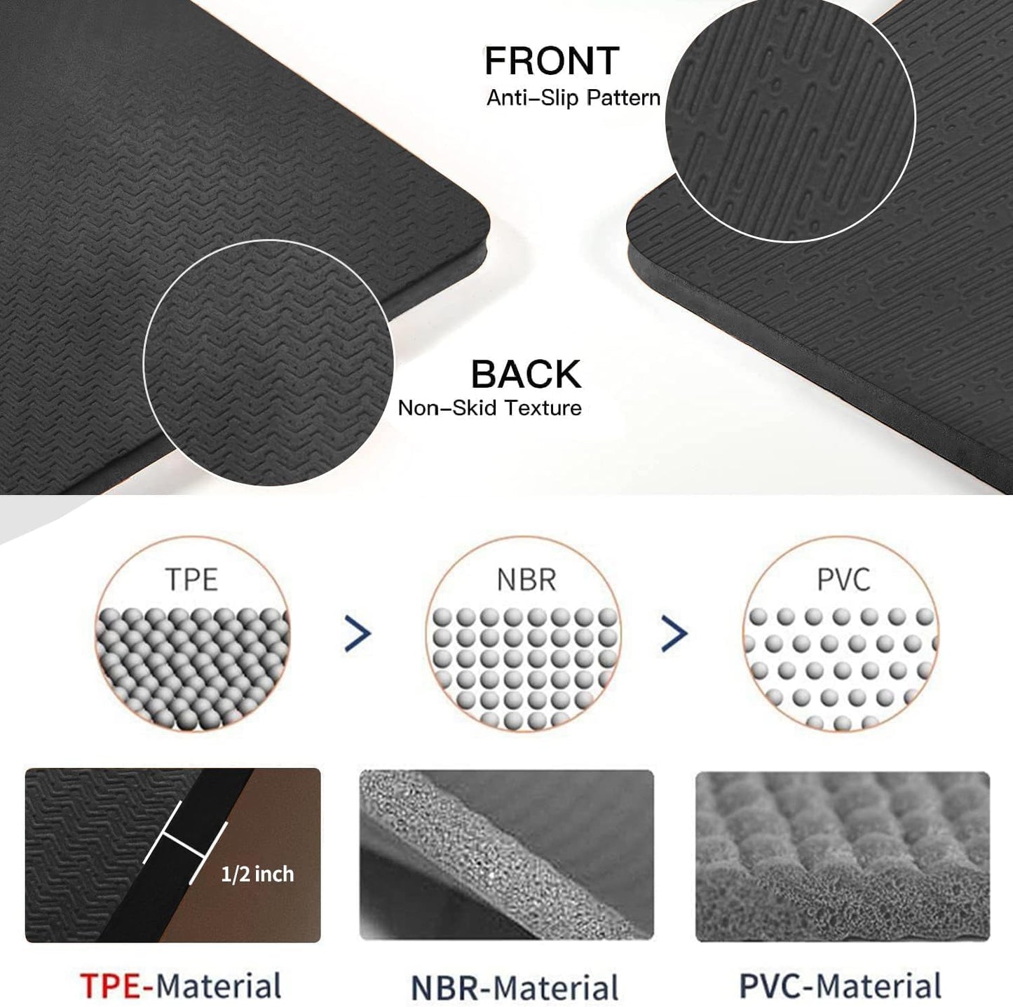 Hatha Yoga Large TPE Yoga Mat 6'x4'x1/2" Extra Thick Non-Slip Exercise Mat - for Yoga Pilates & Home Gym Workouts