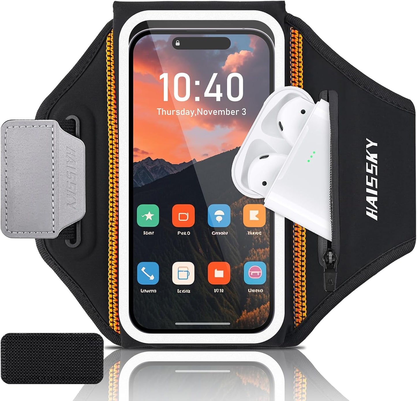 Running Armband for iPhone 15/14/13 Pro/Plus & Galaxy S20/S10, 3D Design Cell Phone Armband with Earphone Pouch Card Slot & Key Pockets, Water Resistant Sports Phone Holder Up to 6.9" Devices