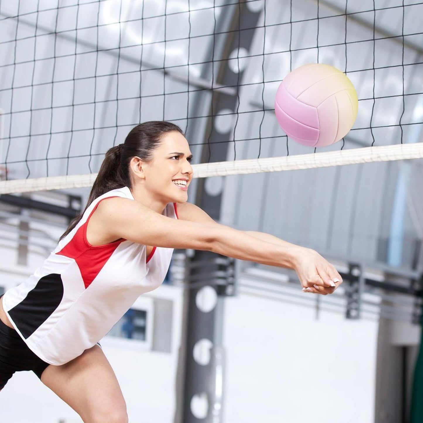 Size 5 Volleyball - Durable PU Leather, Indoor/Outdoor. Soft Control, Great Airtightness for Training/Games. Ideal for All Ages