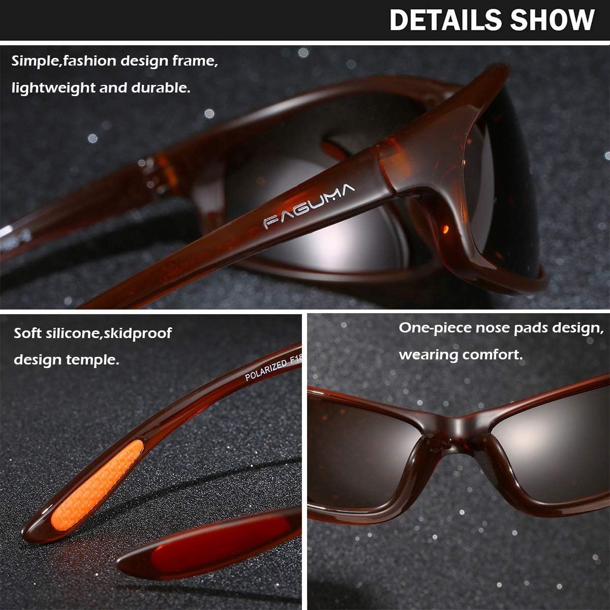 FAGUMA Polarized Sports Sunglasses For Men Cycling Driving Fishing UV400 Protection