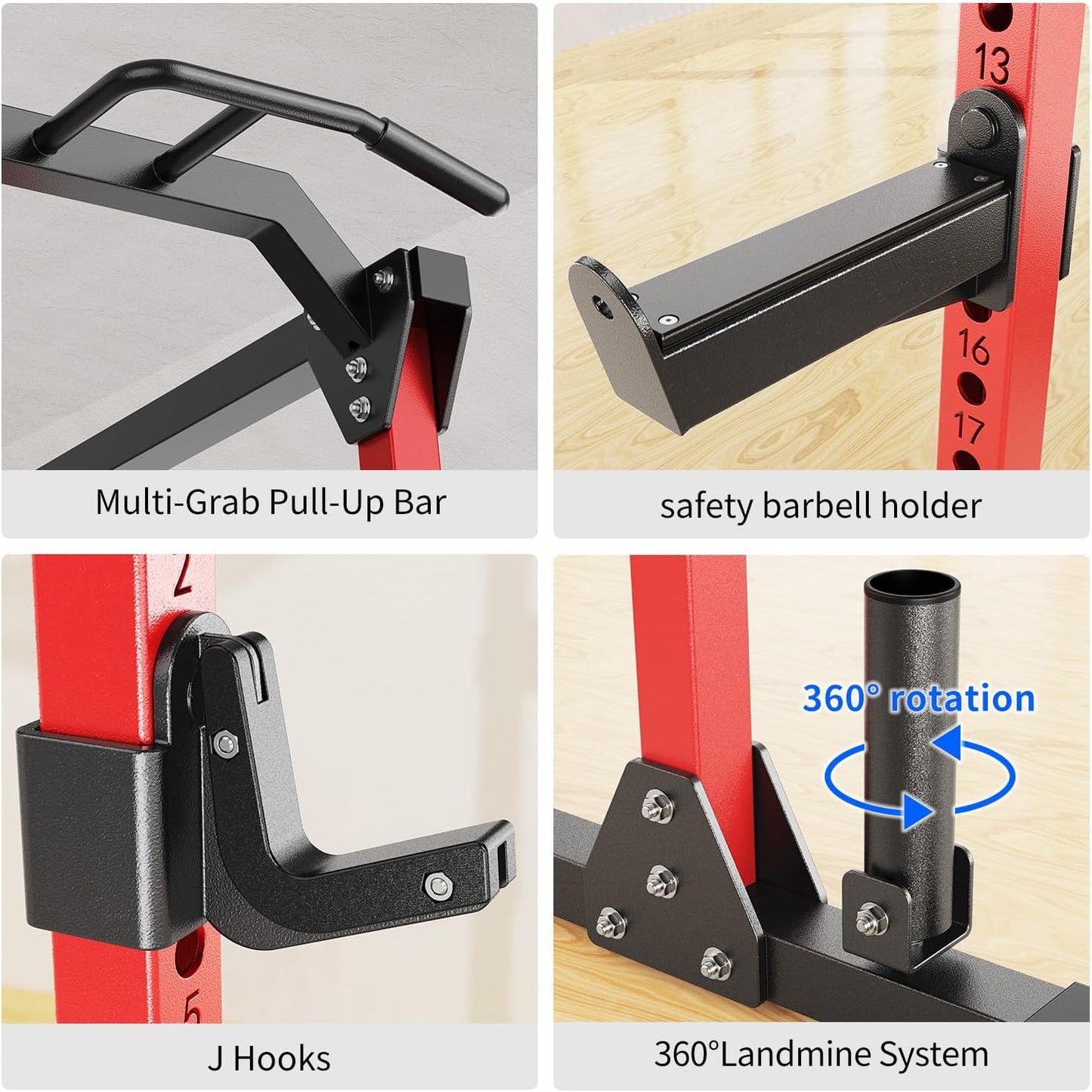 Power Rack Power Cages Multi-Function Squat Rack with Cable Crossover System Selectable More Training Attachment Weight Cage for Garage & Home Gym