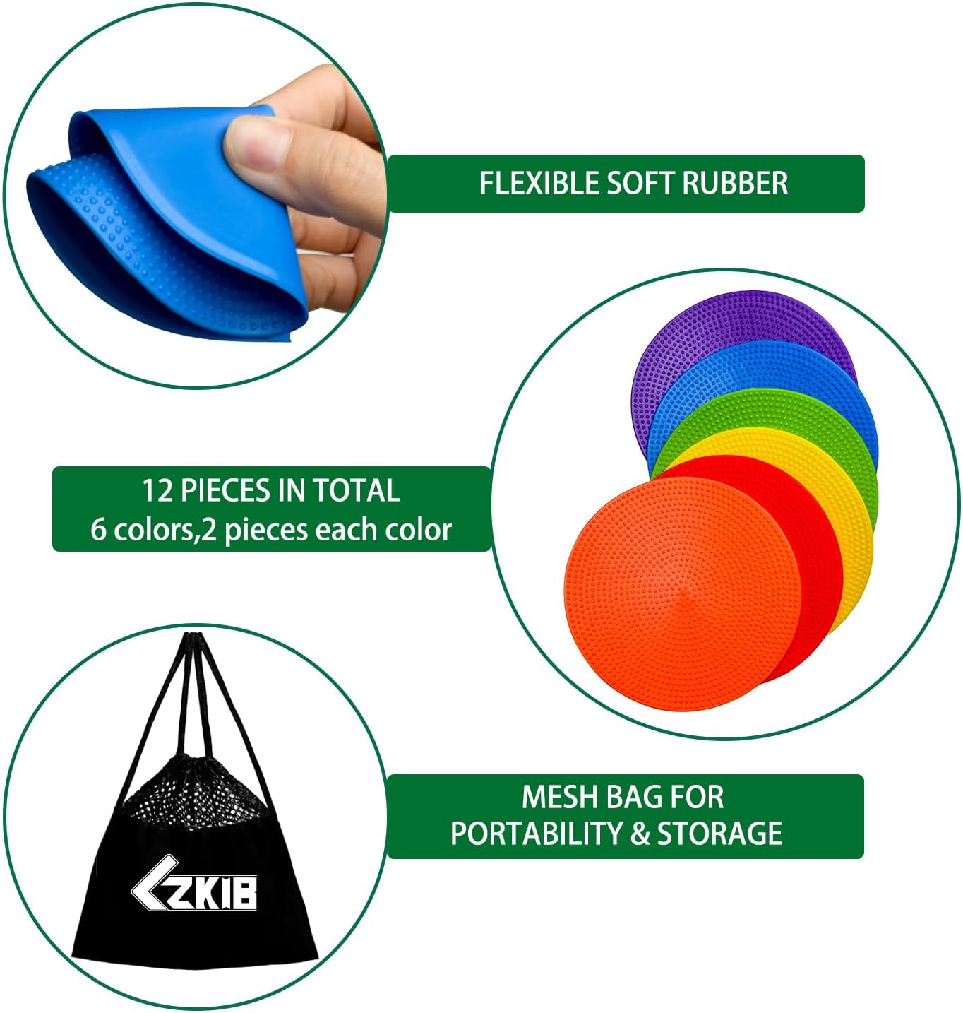 Spot Markers 4.72/9 Inch 12/24/36 Pcs Anti-Slip Agility Floor Markers,Colorful Flat Field Gym Classroom Floor Spots Set for Indoor Outdoor Soccer Basketball Sports Speed Training and Drills