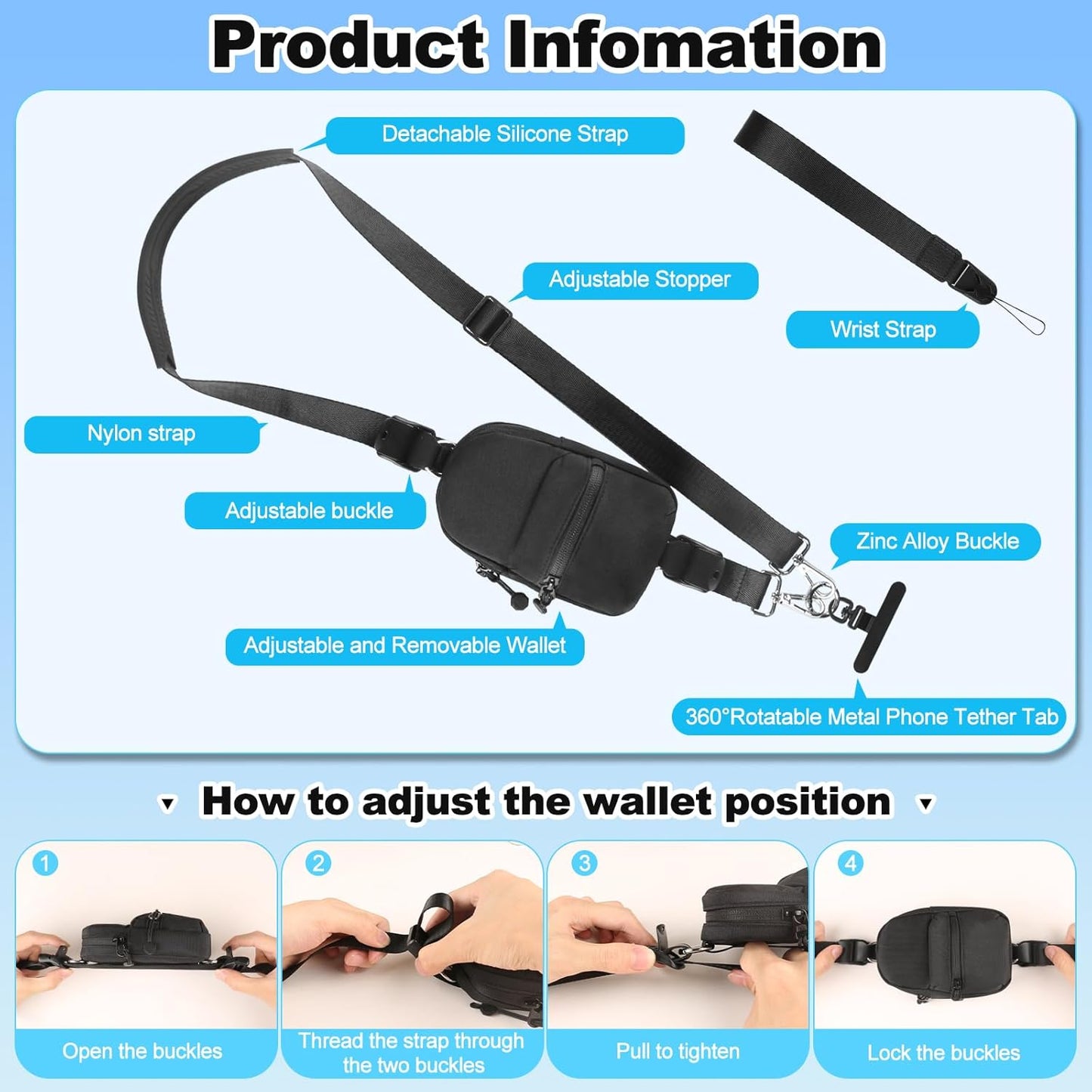 Phone Strap Crossbody Wrist Strap, Upgraded Phone Lanyard with Adjustable Purse