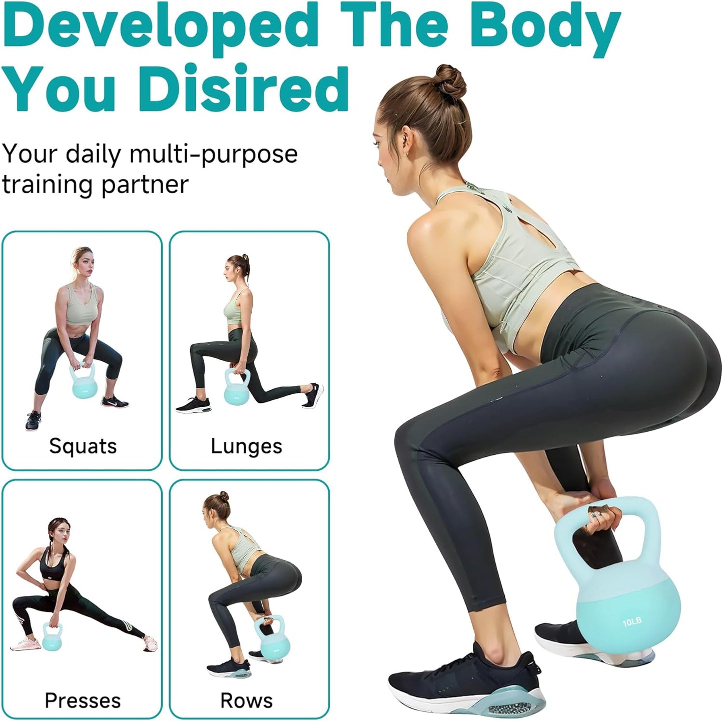 Leikefitness Soft Kettlebells,Steel Shot Filled Weights for Women and Men,Color Coded Anti Slip Soft Kettlebells,Home workout