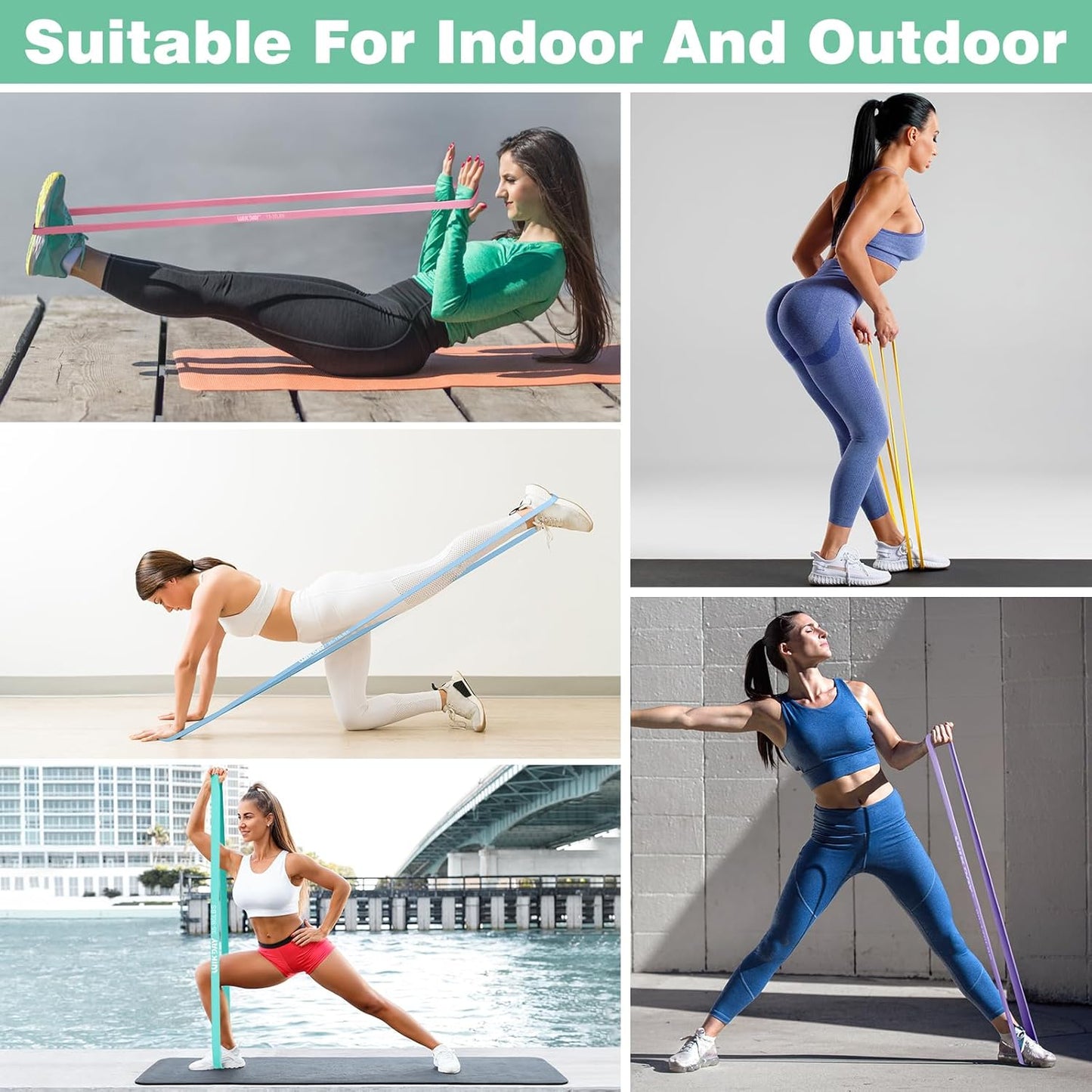 Resistance Bands, Pull Up Bands, Workout Bands for Exercise, Thick Heavy Resistance Band Set with Door Anchor, Elastic Bands for Body Stretching, Crossfit Training at Home/Gym Men & Women Women